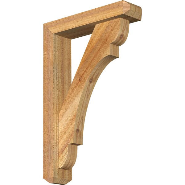 Ekena Millwork Olympic Craftsman Rough Sawn Bracket w/ Offset Brace, Western Red Cedar, 4"W x 16"D x 24"H BKT0402X16X24OLY04RWR - main